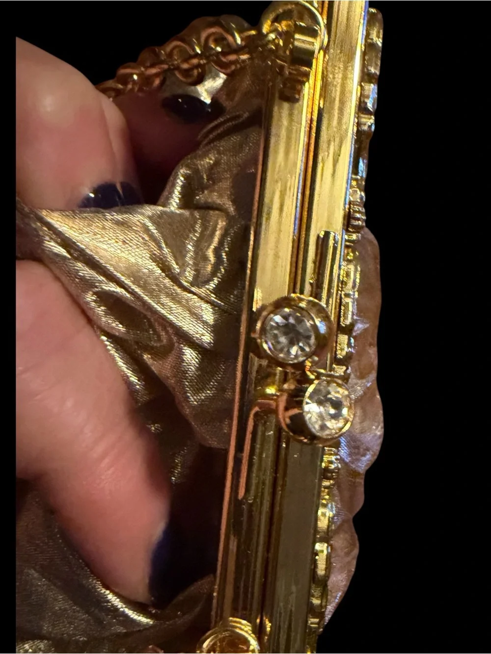 Gold Metallic Evening‎ Clutch with Chain Handle